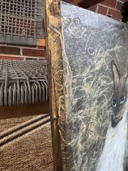 VTG Siamese Cat Original Painting On Wood Art 10.5×19.5” Signed Beti Seattle