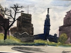 CITY SCAPE, BERNARD LANGLAIS, LISTED AMERICAN ARTIST