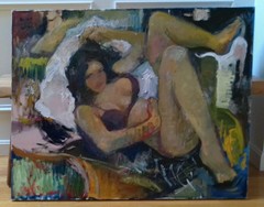Oil Painting Industrial Fauvism Boudoir Interior 38”x30” Canvas Original Signed