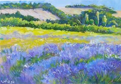 Provence Lavender Field Original Landscape Painting Impressionism Artwork