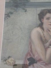 ANTQUE PAINTING PRETTY WOMAN FEMALE MODEL MASTERFUL ART DECO NOUVEAU 1910’S RARE