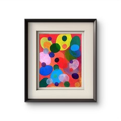 Mid Century Modern Abstract Acrylic Painting Colorful Art Original 11×14