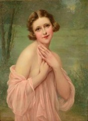 Hand Painted Old Master-Art Antique Oil Painting Portrait lady girl on canvas