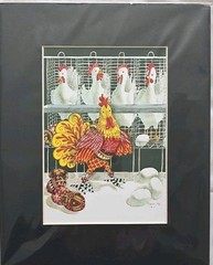 2007 Signed Artist Karen Hunziker Ltd Ed Art Print Hens Chickens Roosters NEW