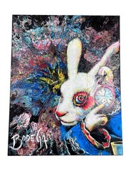 Original White Rabbit Painting Acrylic/Fluid Art Bodega Pop Art