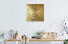 Original Abstract Modern Minimalist painting „Golden Infinity“, 24x24x1″