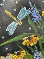 Original Painting -Night Garden #2 By Janie Williams South Dakota Artist