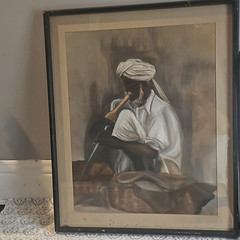 Vintage Indian Snake Charmer DH Feldman Framed Original Painting Wall Art