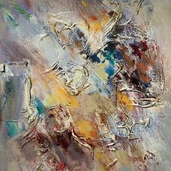 Joy Elaine Praznik RARE Original Signed 2007 “Yes And No “ Oil On Paper Collage