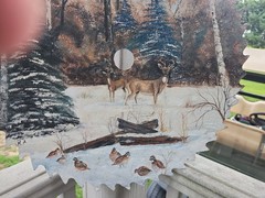 Large 19.5″ Round Hand Painted Artist Signed Metal Saw Blade;NATURE SCENE!!!!