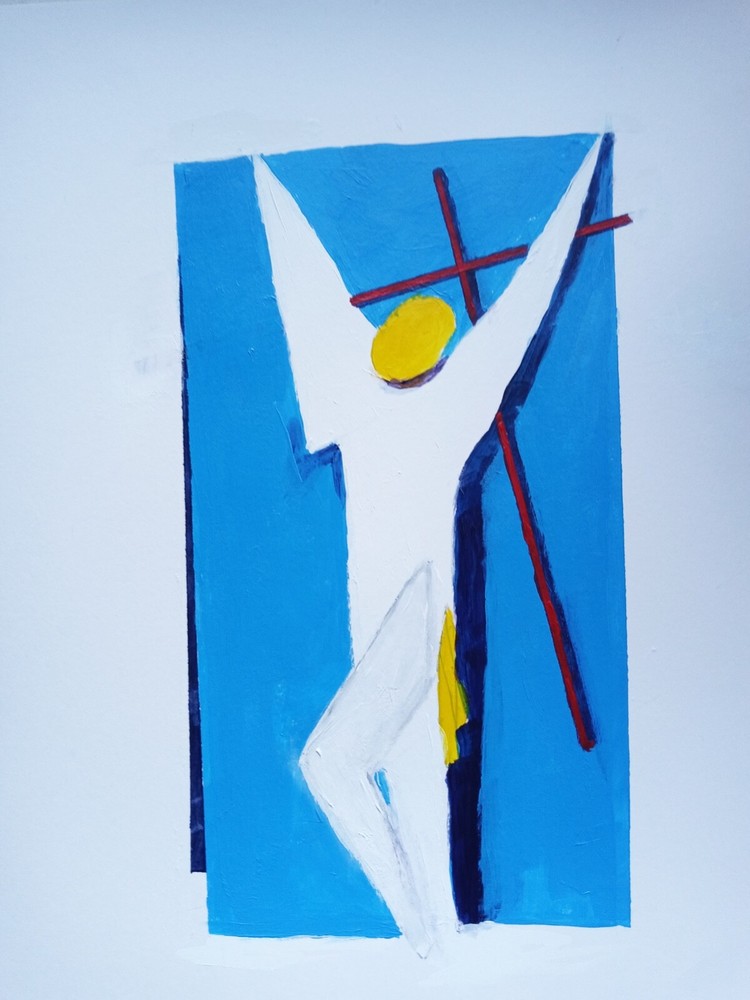EXPRESSIONISM 11×14 Jesus On Cross SIGNED COLORFUL ART PAINTING Ready to Frame