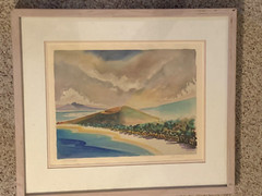 Framed Watercolor Signed NICKELS of MAKENA, HAWAII (Maui)