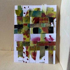 ACEO Original Art Card 2.5 x 3.5 Watercolor mini painting abstract collage