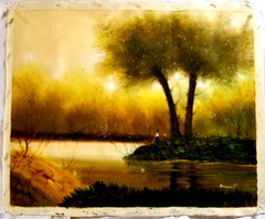 Barbara Benedetti Newton Oil River Summer Landscape Canvas Signed Unframed 21X27