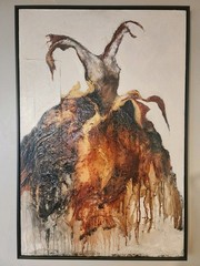Original PATTI MEYERS Painting – Framed Abract Textured „DRESS“ Series 2×3 ft