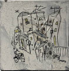 People white silver 40×40 acrylic picture texture monochrome abstract winter orig sign ZM