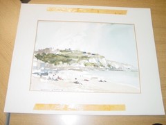 Original Watercolor Painting EDWARD WESSON Dover Beach Signed Brodick Bay