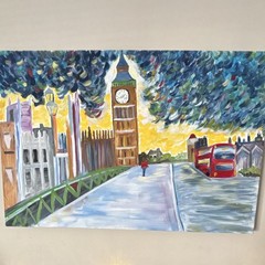 BTupper Impressionist London Cityscape Painting Big Ben Bus Signed Original