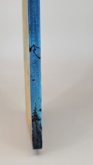 Nature Painting on Plywood Handmade Original 24″ x 4″ Trees Mountains Moon Sky