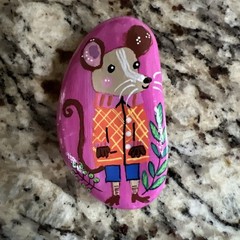 hand painted rocks .. Country Mouse!