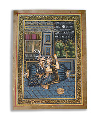 Mughal Badshah Harem Handmade Miniature Painting 7.5 x 6.5 in „PN6775“