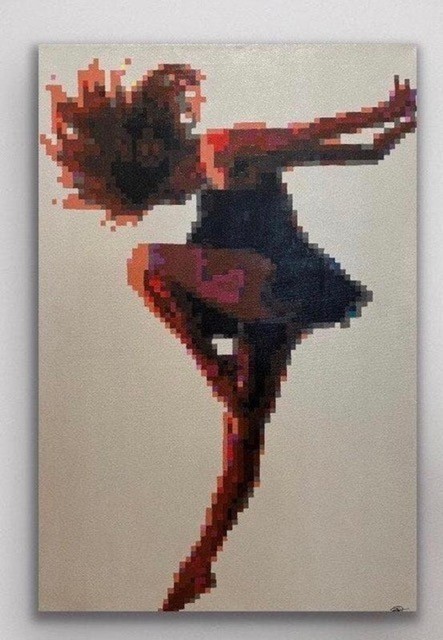 ORIGINAL handmade acrylic painting on stretch canvas „The Jump“ 24in x 36 in