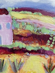 Southwest Sheep With Pink Farmhouse An Original Acrylic Painting 10”x10”