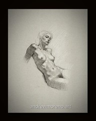 Original Mixed Media Female Portrait Figure Drawing Toned Paper Size 8×10 Inch