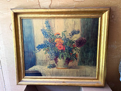 Matilda Browne Style Still Life Floral Oil Painting in Gilt Frame