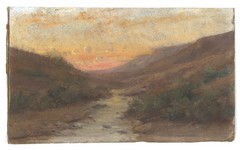 Painting Manfred Lindemann Drum? Landscape Study Oil on Painting Board Circa 1900