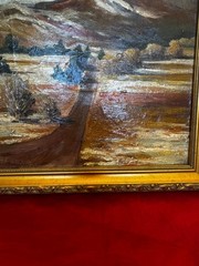 1993 Oil On Canvas Framed Painting Foothills Winter By Susan Haskins