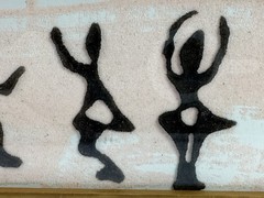 Vintage Framed Sand Art Dancing People Signed Pink Black