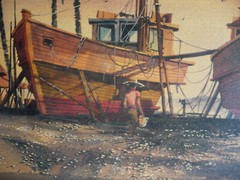 FRANK HAMILTON, LISTED CALIFORNIA CALIF VINTAGE HAWAII TROPICAL LANDSCAPE BOATS