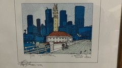 Tim Robinson Print SEATTLE Signed Space Needle Lake Union Downtown PioneerSquare