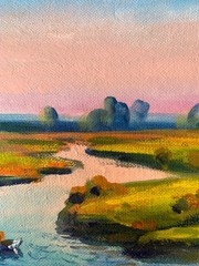 Oil Painting Ducks In The River V. Simashchuk Unframed Original nAAA3578