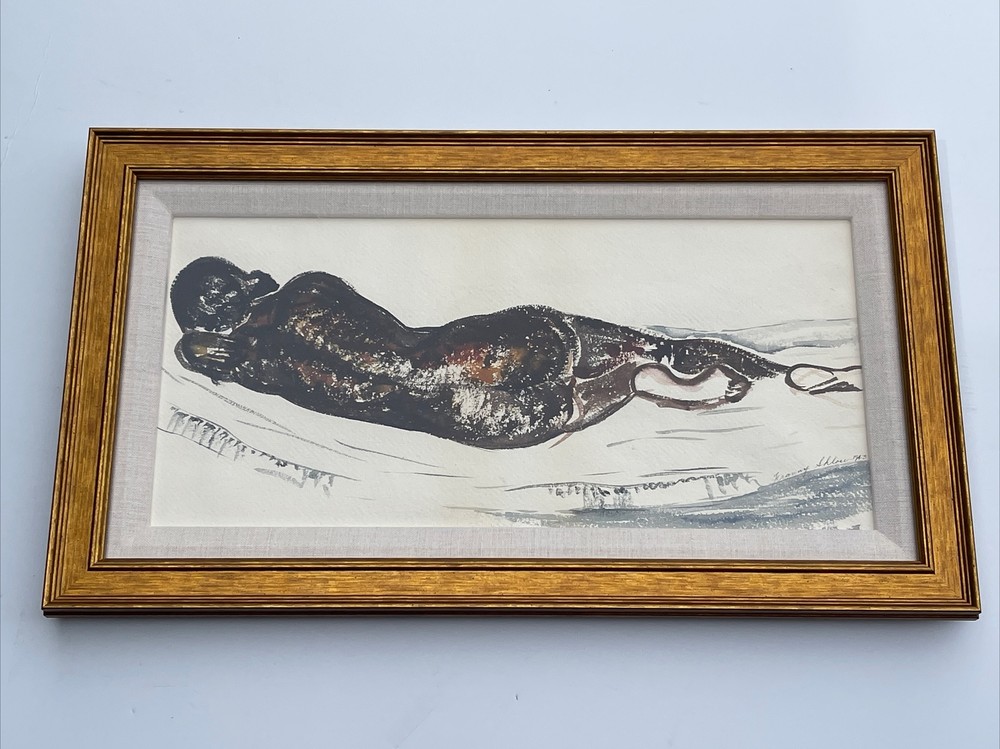 Frances Shloss Painting Nude Woman Reclined 1940’s Listed American New York rare