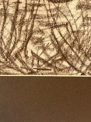 Mid Century Abstract Still Life Charcoal Drawing Cubist Style Fruit
