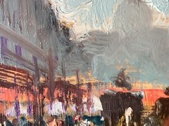 French Oil Painting Signed Manner Edouard Leon Cortes Boulevard Montmartre 1900s