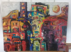 Original Contemporary Oil Canvas Painting / Signed 2008 / PIBA / Edificación