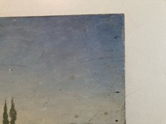French Italian School Oil Painting on Wood Old Art 19th Century Landscape