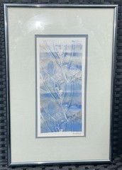 VTG Original Watercolor BLUE WILDFLOWERS Signed Jean England 10.25×15.25” Framed