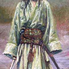 Frank Maier Original Oil Painting: Samurai Woman 2. 18″x 24″ (Unframed)