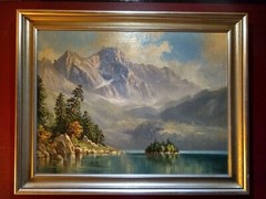 HANS OTTO KRAUS Original Oil Painting of Lake Eibsee. Bavarian Alps. 1960’s