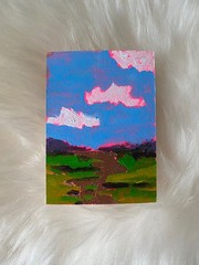 OIL Painting Electric Marsh landscape with gold leaf- ACEO ATC