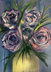 Impressionistic Roses Abstract Original Art 14X11 Paper