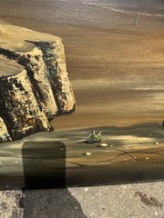 Vintage Carlos Carlo Of Hollywood Surrealist Style Large Painting On Board 60×20