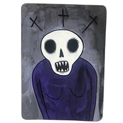 Original Mini Painting Skeleton Person #19 ACEO Small art Miniature Acrylic Ink