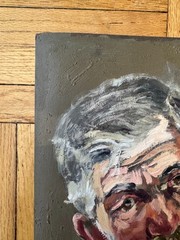 Vintage 1940 Portrait Oil on Paper Man in Shirt Attr Jean Schweckler 14x 10