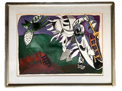Naftali Bezem Original Modern Surreal Mixed Media Composition Escaping The Fire