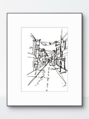 Original Abstract 9×12 City Street Paper Handmade Black White Signed Fine Art 25